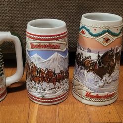 Limited Edition Budweiser Holiday Steins 
