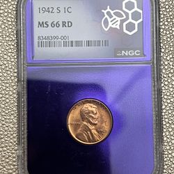 1942 S 1c Penny Graded MS66 RD NGC