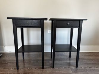 Pair of Black Wood Nightstands with Drawer