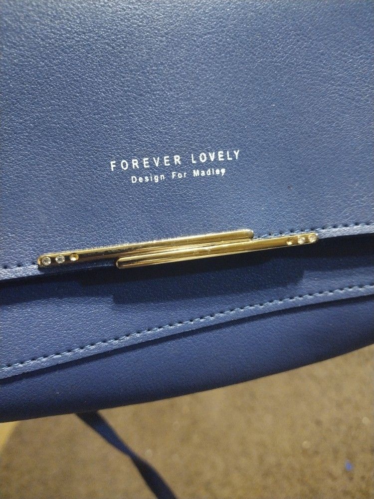 "LIKE NEW" Small Blue Forever Lovely Design By Madley Crossbody Purse/Handbag