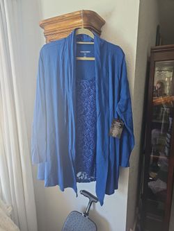 Woman Within Blue Lace-Back Cardigan Set Size 22/24