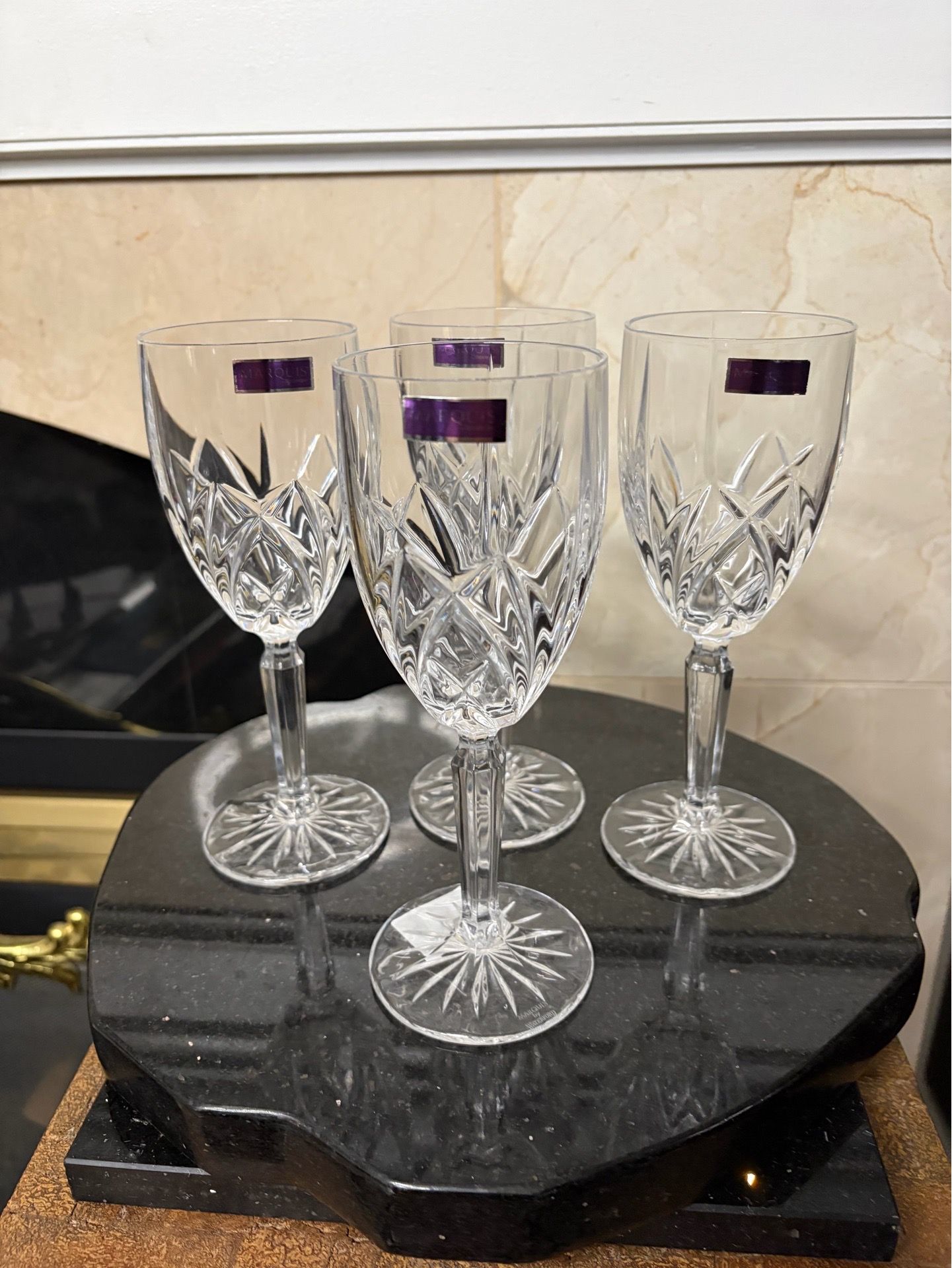 New set of 4 Marquis by Waterford Brookside Crystal goblets