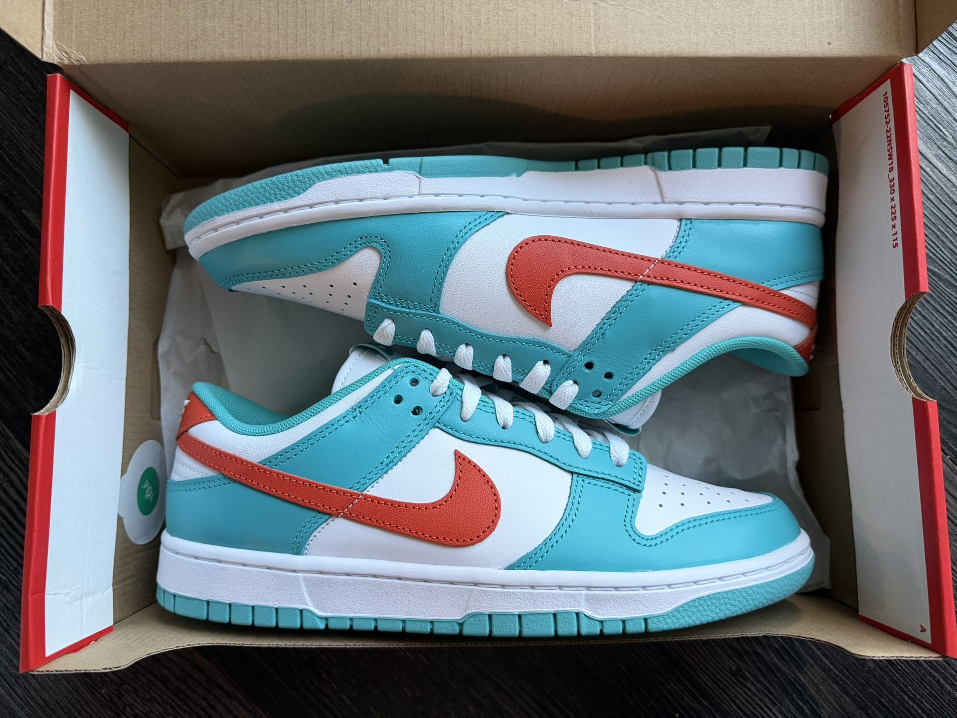 Nike Dunk Low Miami Dolphins Size 9.5 DS