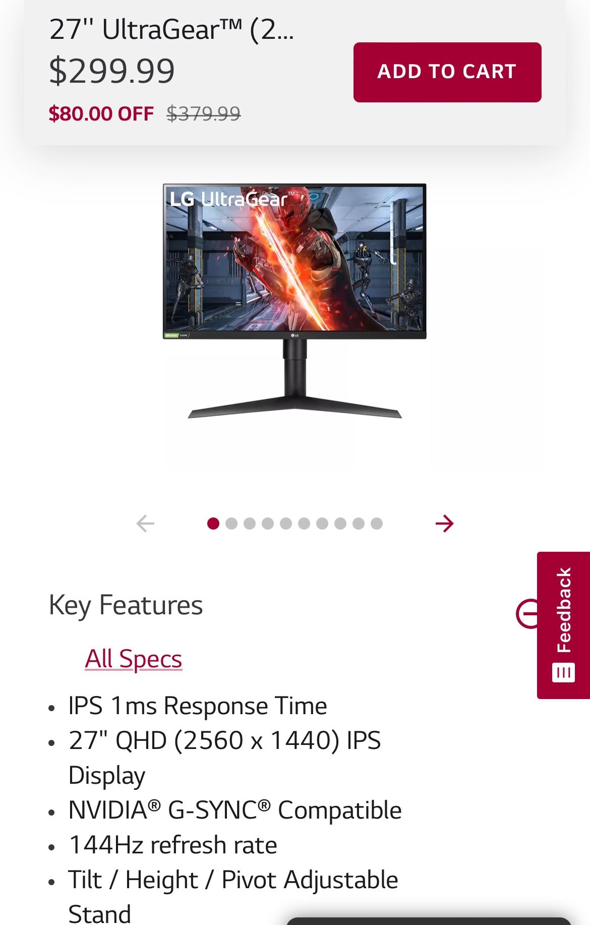 LG 27GL83A Gaming Monitor-Perfect Condition!