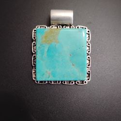 Large VTG Navajo Sterling Turquoise  Pendant 