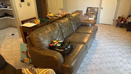 Dark Brown Leather/Faux Leather Sofa – $250 OBO