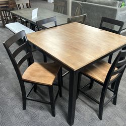 Black And Oak Counter Table Set 