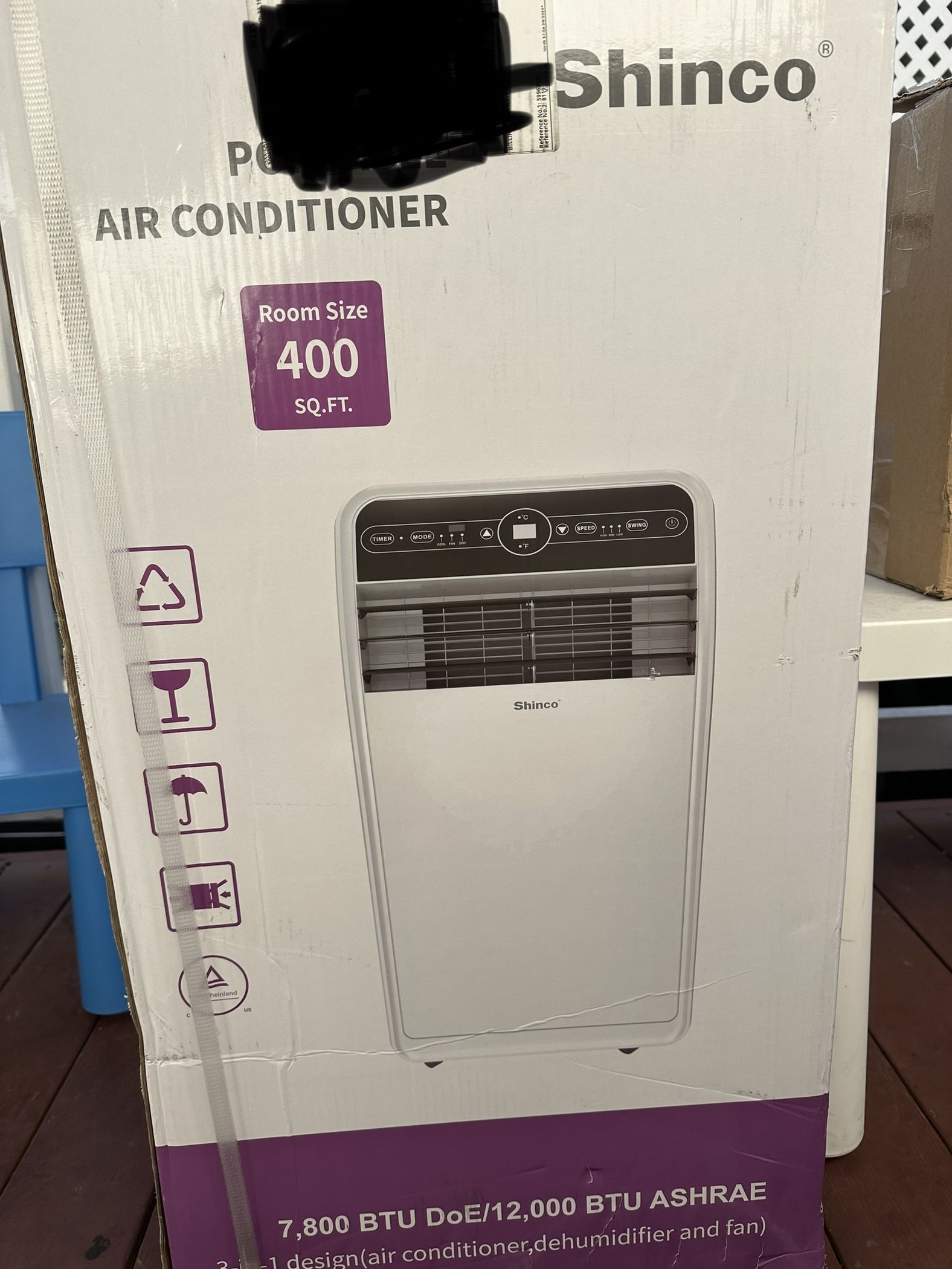 7,800 BTU Portable Air Conditioner Cools 400 Sq. Ft. with Dehumidifier, 3 Fan Speeds