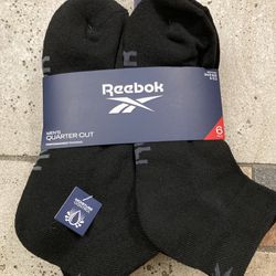 NWT Reebok Men’s Quarter Cut Socks 6 Pairs 