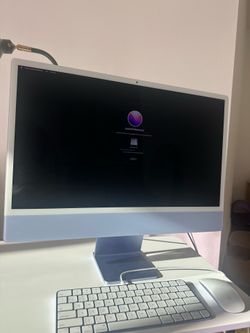 Imac purple with keyboard mouse