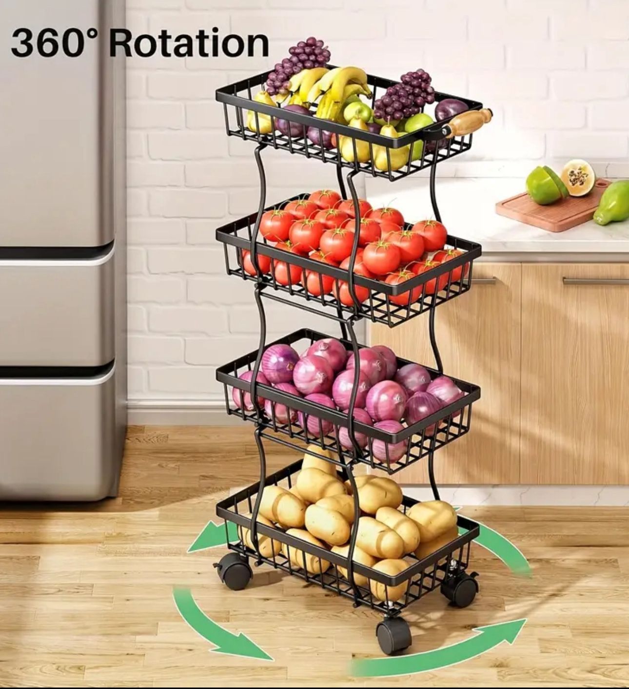 4-Tier Rolling Metal Storage Cart With Wheels