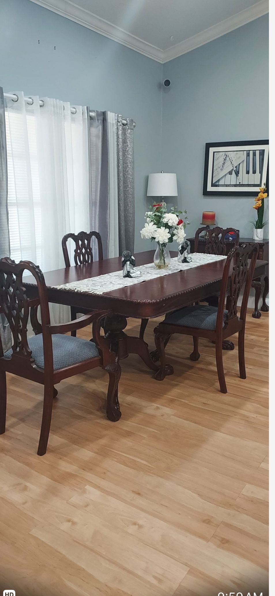 Mahogany Dining Set And Matching Side Console