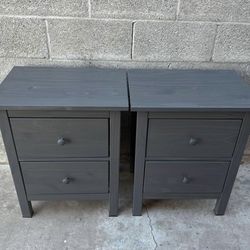 Ikea Hemnes Solid Wood Gray Nightstands 