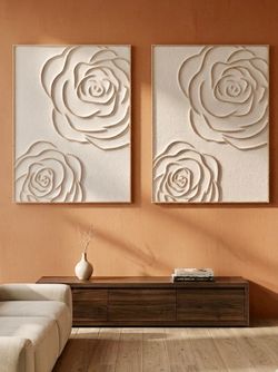 Beautiful large decorative metal flower wall art x2