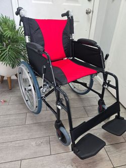 Medwarm Ultra Lightweight Foldable Wheelchair, Wheelchairs for Adults, Weights only 22 lbs, Portable & Transport Wheelchair with Handbrakes, Swing Awa