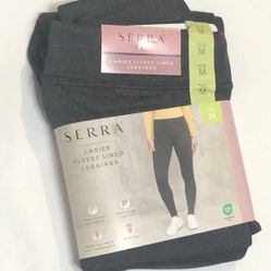Women’s mid rise leggings soft fleece lined stretchy pull on dark gray.M
