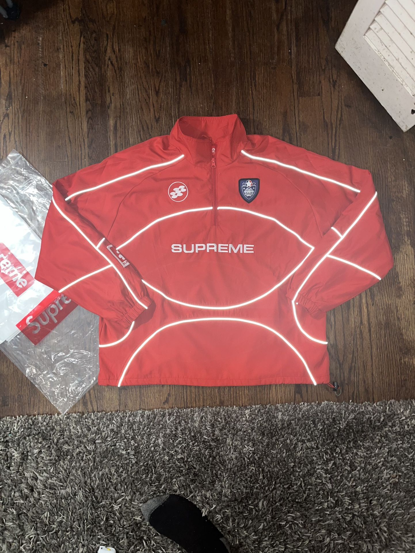Supreme Reflective Pping Pullover Red🔥