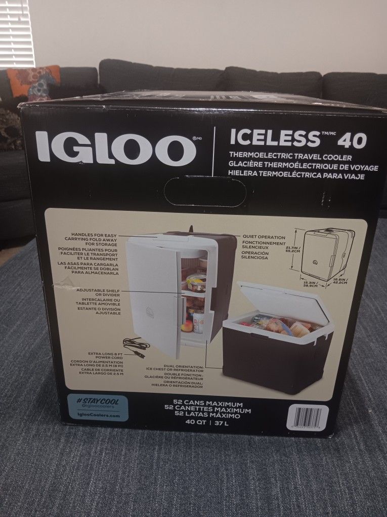 40 Qt Igloo Thermoelectric Travel Cooler/Refrigerator