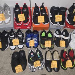 👟 HUGE Boys Shoe Sale Lot! NIKE, ADIDAS, PUMA, UA /Sizes Ranges 2-5.5)Read Description /77023