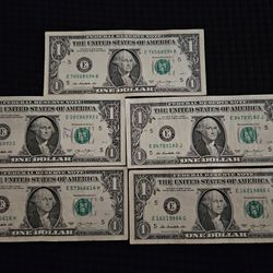 2013 $1 - One Dollar BillS, E Series Bundle