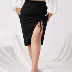 BNWT SHEIN SXY Plus Drawstring Front Slit Skirt 