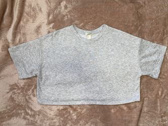 Gray Short Sleeve Boxy Crop Size Large