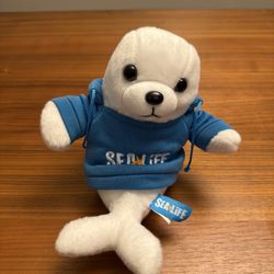 SEA LIFE White Seal Animal Plush Stuffed Toy Blue Hoodie Sweater Souvenir