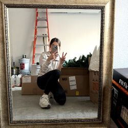 Large Ornate Champagne Gold Wall Mirror - 30.25” x 37.25”