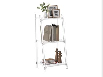 Set of 2 Acrylic Ladder Bookshelf 3 Tier Clear 11.6" D x 15.6" W x 32" H