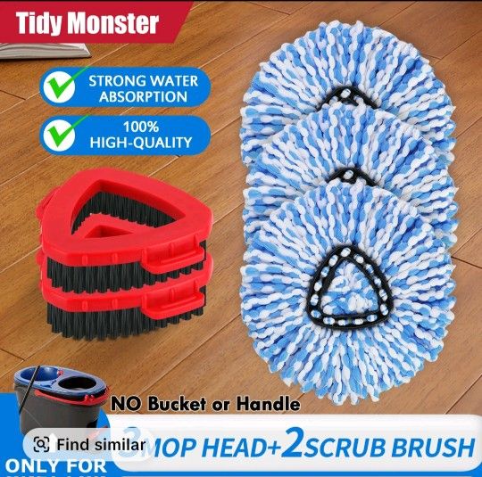 Spin mop heads and scrub brush refills for Ocedar Brand RinseClean 2 tank Mop bucket