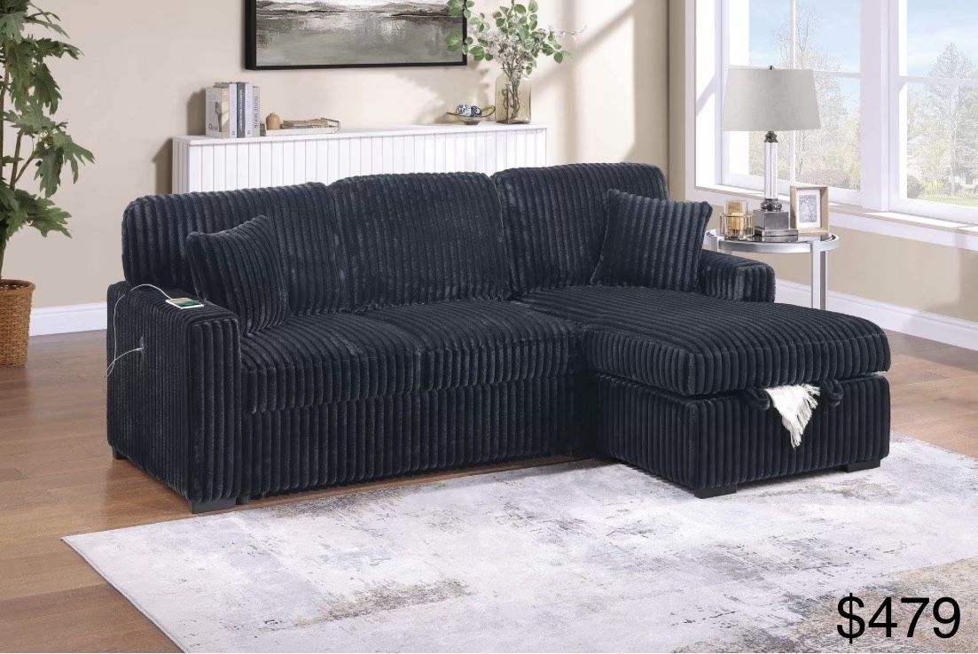 Corduroy Sectional Sleeper Sofa 