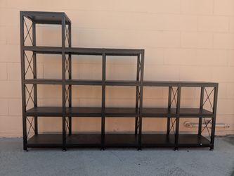Large Metal Shelving Unit with X-Brace Design