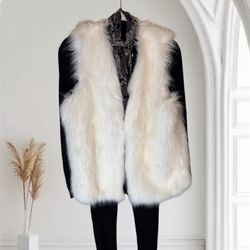 White Fur Vest Size Large 