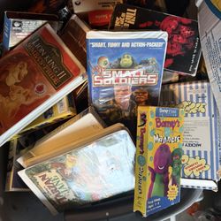 Vintage box full of VHS videos
