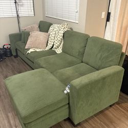 Couch With Chaise Pillows + Throw Included 