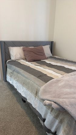 Grey bed frame queen