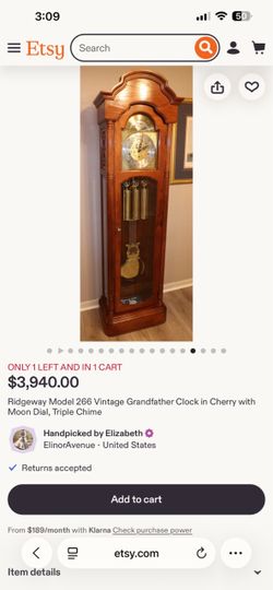 Ridgeway Model 266 Grandfather Clock Cherry