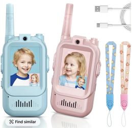 Video Walkie Talkies for Kids, Handheld 2 Pack Rechargeable Video Intercom Kids Walkies Talkies, In