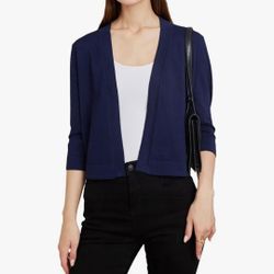 Women's 3/4 Sleeve Shrugs Sweaters Casual Lightweight Open Front Knitted Cardigans