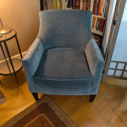 Crate & Barrel Clara Chair In Blue Velvet
