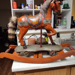 Antique Wooden Rocking Horse