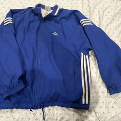 Y2k Vintage Adidas Jacket Mens Adult Size Large Blue & White Windbreaker Sport Track