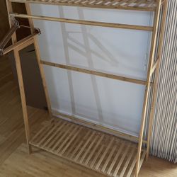 Bamboo Hanger-shoe Rack With Bamboo Hangers