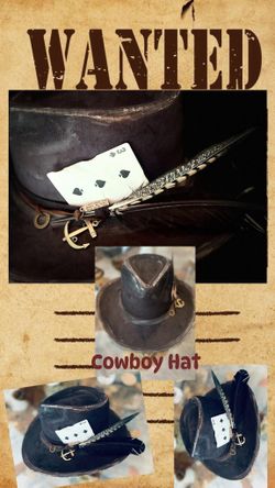 🖤♠️THE MOST WANTED 🤎Cowboy Hat black distressed size Medium  7” - 7 1/8”