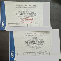 Idles at The Warfield Saturday 5/11 $130 OBO