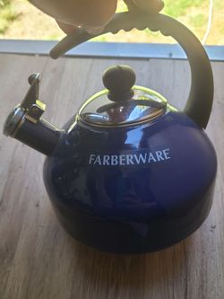 Farberware Blue Enamel Whistling Tea Kettle
