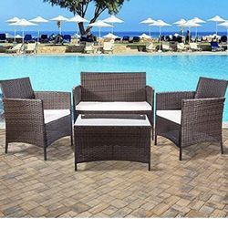 U_Style 4 Piece Rattan Sofa Seating Group with Cushions