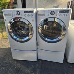 Lg Washer And Dryer Set Electric With Pedestal 