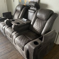 Beautiful Electronic Headrest & Recliner Theater Sofa