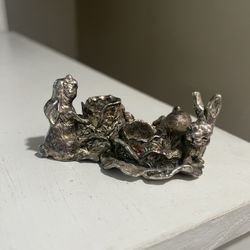 Vintage 1998 King Arthur Court Rabbit Bunny Salt and Pepper Shaker Candle Holder 